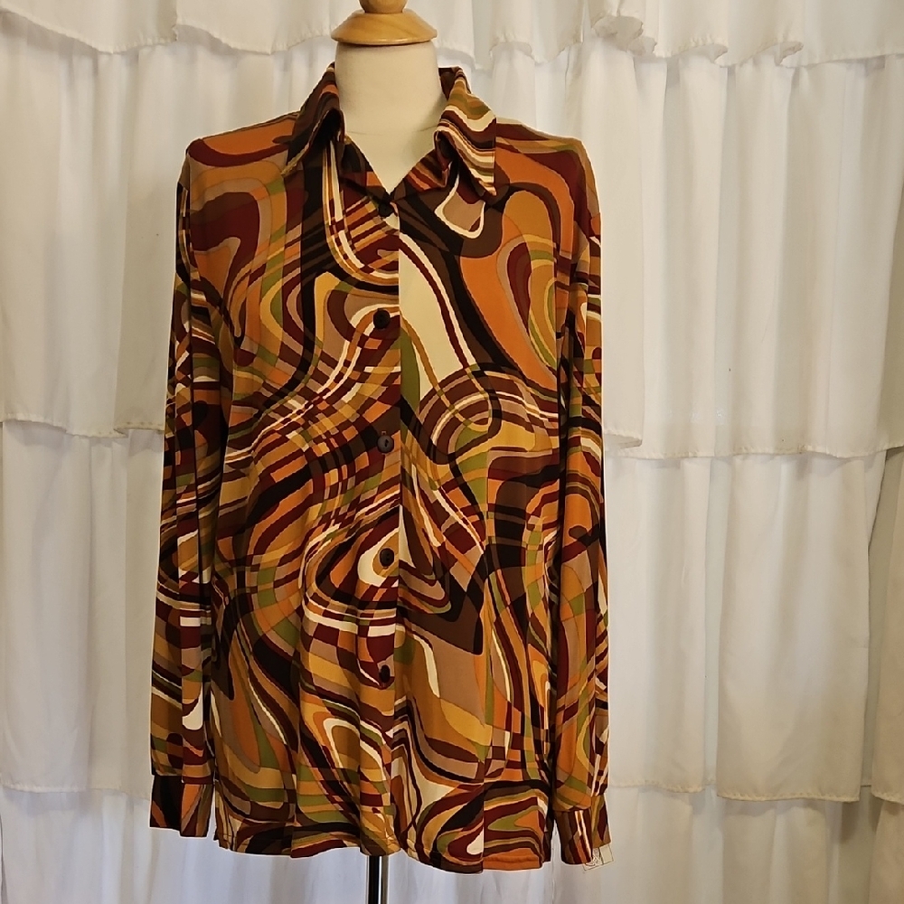 NWT Passports Vintage Women's Long Sleeve,button Front Blouse